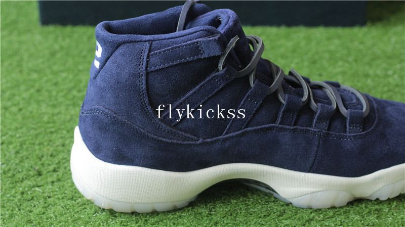 Authentic Air Jordan 11 PRM Jeter Navy Suede Re2pect